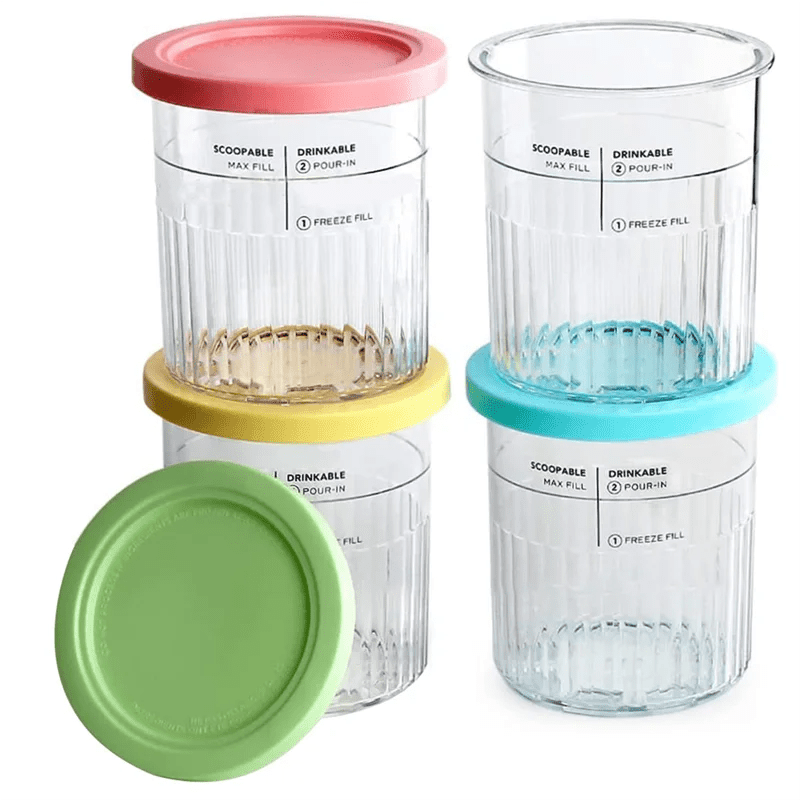 4PCS Ice Cream Pints and Lids for Ninja Creami NC500 NC501 Ice Cream Storage Containers Food Freezer - Cuisine élégante