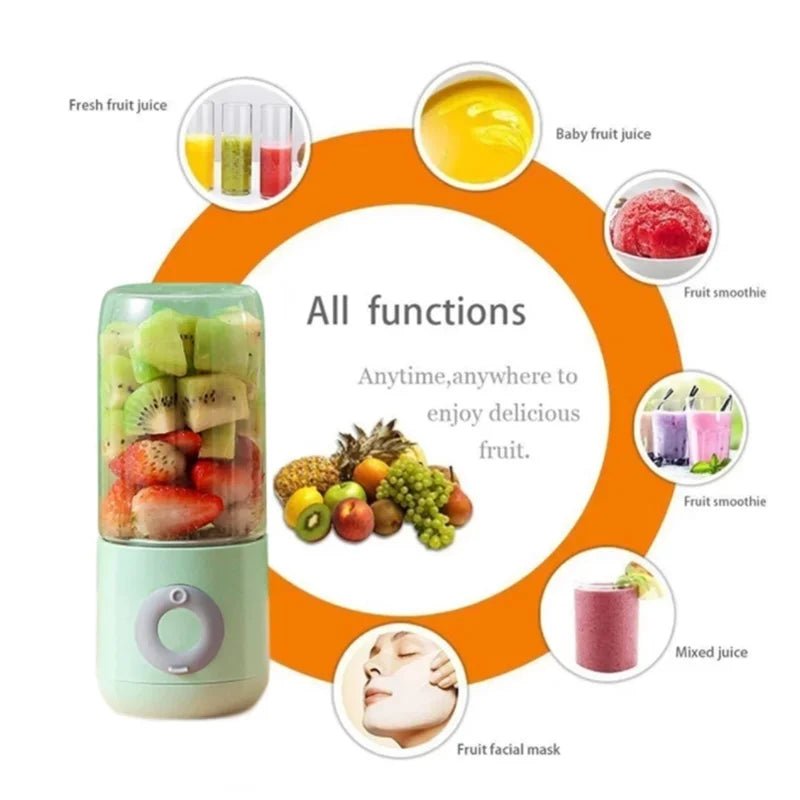500ML Presse - agrumes électrique portable, Mixeur à smoothies, 6 lames, Mini Mixeur rechargeable par USB, sans fil, pour voyage - Cuisine élégante