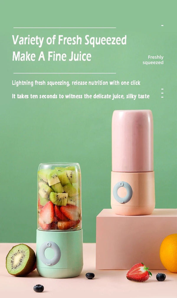500ML Presse - agrumes électrique portable, Mixeur à smoothies, 6 lames, Mini Mixeur rechargeable par USB, sans fil, pour voyage - Cuisine élégante