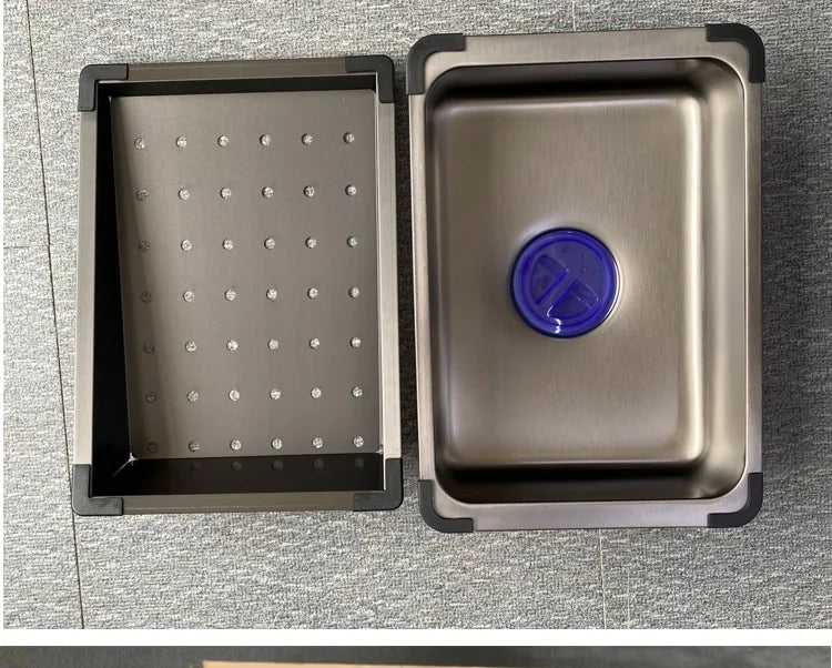 Évier de Cuisine Intelligent en Acier Inoxydable Noir, Utilitaire Multifonctionnel 3 en 1, Affichage Numérique, 29.5x17,7 Pouces, pour la Maison