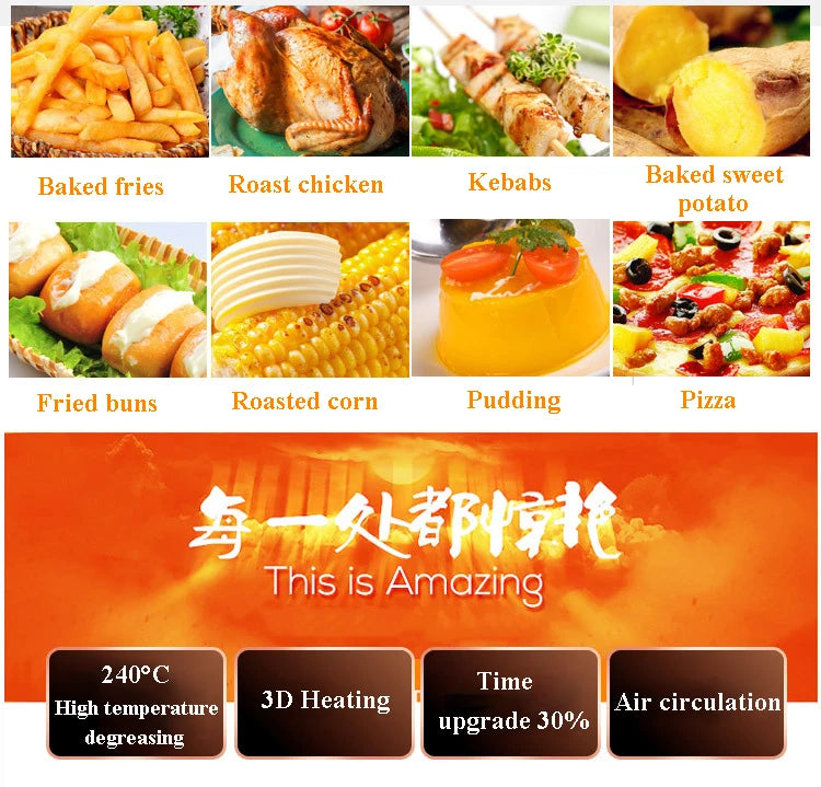 Household Air Fryer Smart Home Kitchen Smokeless Frying Machine Air Oven Electric Fryer Fries Machine