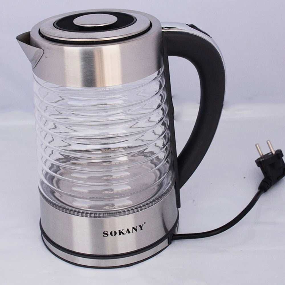 Bouilloire électrique portable en acier inoxydable, théière à café en verre intelligent, bouilloire à eau bouillante, port de cuisine, 220V, fecL