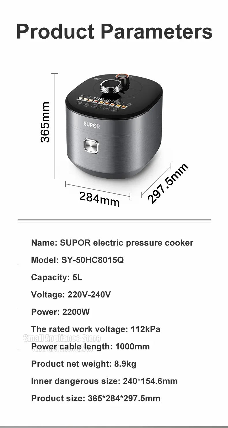 SUPOR IH-Autocuiseur électrique 5L, pour touristes, appareil de cuisine intelligent, fonction écran, menu - Cuisine élégante