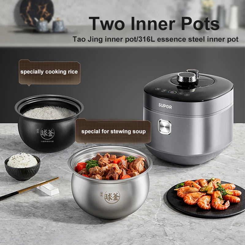 SUPOR-Autocuiseur électrique intelligent à double revêtement, cuiseur à riz multifonction, appareils de cuisine, 112kPa, IH, 220V - Cuisine élégante