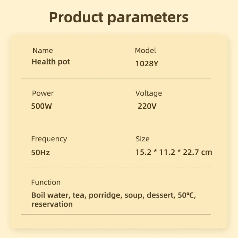 Bouilloire électrique Portable de 800ml, Pot de santé multifonctionnel, théière intelligente, bouilloire d'eau bouillie de voyage, multi-cuiseurs 220V - Cuisine élégante