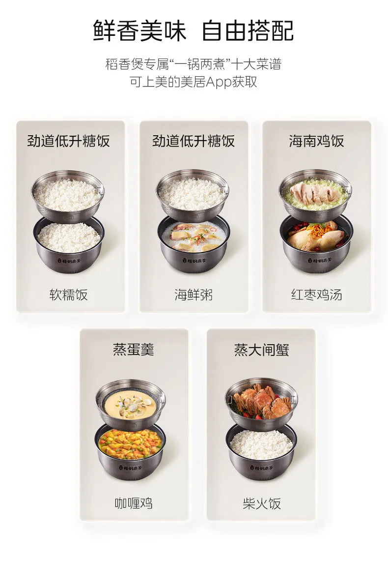 Midea-Cuiseur à Riz Électromagnétique à Double Couche, Cuisson Rapide, Intelligent, Usage Domestique, 4L IH, 220V - Cuisine élégante