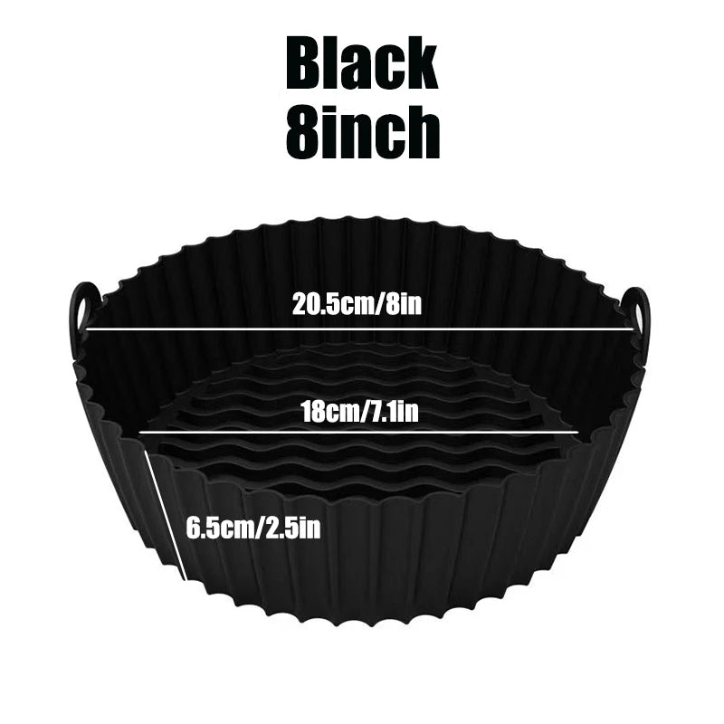 Doublures de friteuse à air en silicone, pot optique réutilisable, carré, rond, rectangle, moule de cuisson au four, panier, outil de poêle