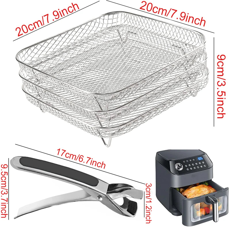 Ensemble de paniers carrés en silicone pour friteuse à air, grilles à brochettes, moules à gâteaux et accessoires Cosori