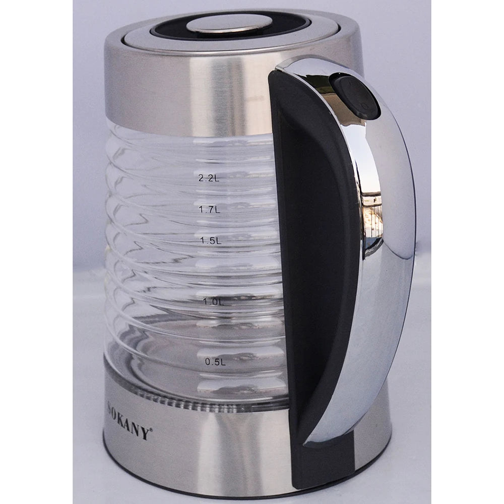 Bouilloire électrique portable en acier inoxydable, théière à café en verre intelligent, bouilloire à eau bouillante, port de cuisine, 220V, fecL