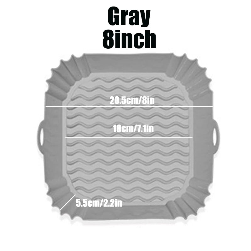 Doublures de friteuse à air en silicone, pot optique réutilisable, carré, rond, rectangle, moule de cuisson au four, panier, outil de poêle