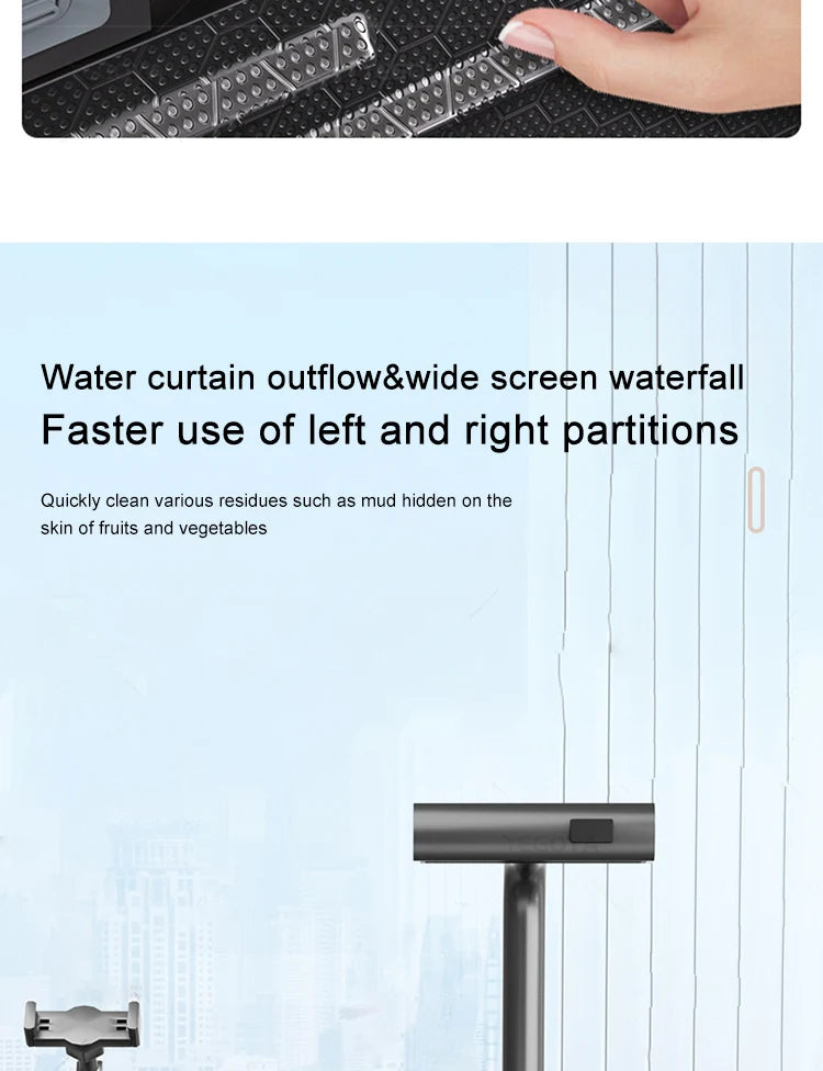 Évier de Cuisine à Cascade à Fente Unique, avec Support de Téléphone Portable Intelligent, en Acier Inoxydable, à Rainures, Gaufrage en Nid d'Abeille Intelligent