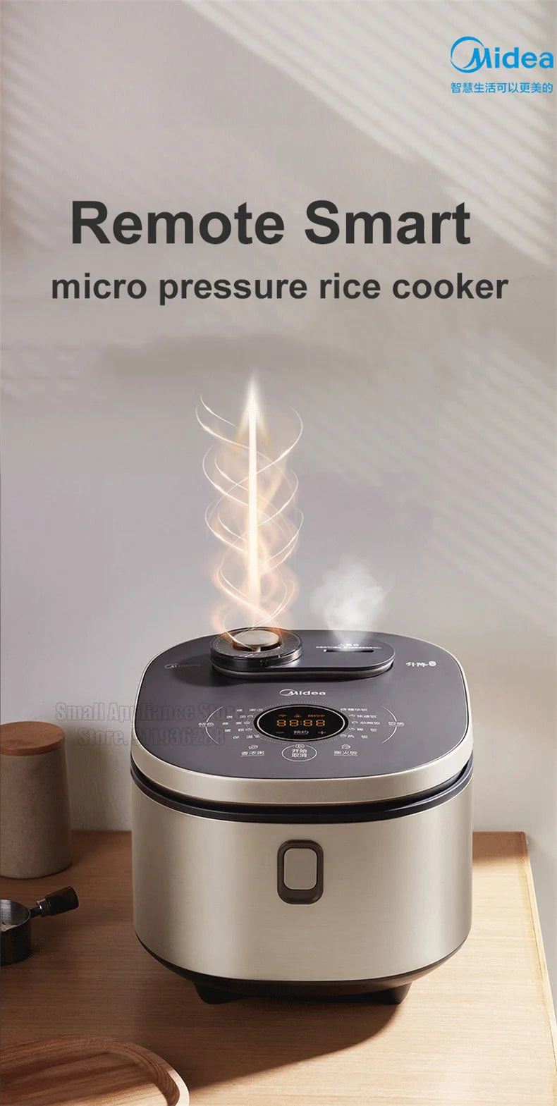 Midea – cuiseur à riz intelligent, contrôle par application Mobile, capacité de 4l, multifonctionnel, 220V, appareils de cuisine pour 2 à 10 personnes