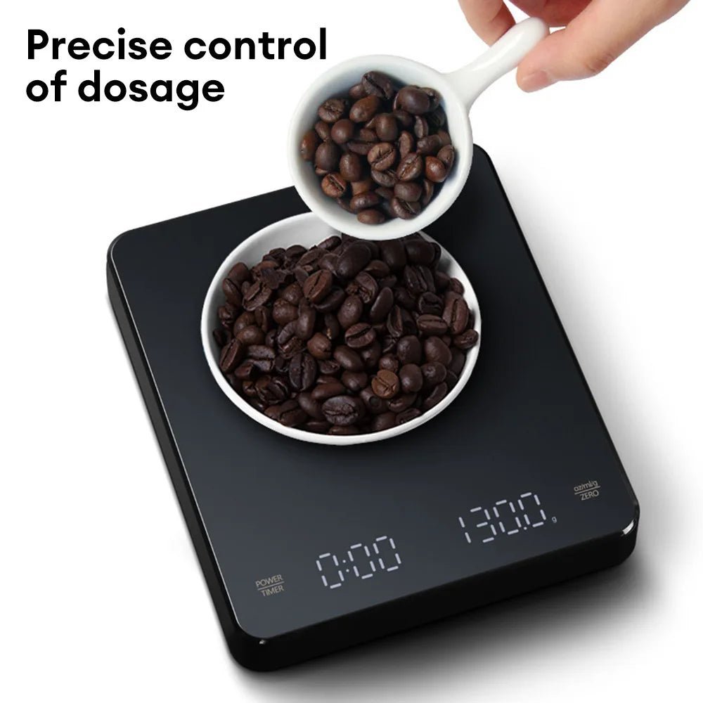Balance à café numérique avec minuterie, écran LED, expresso USB 3kg Max. Poids 0,1g, mesures de haute précision en Oz/ml/g, balance de cuisine - Cuisine élégante