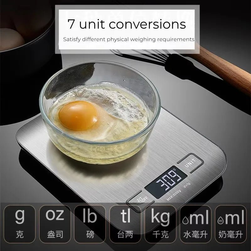 Balance de cuisine numérique en acier inoxydable, 10/5Kg, Balance postale pour régime alimentaire, mesure des balances électroniques LCD (sans batterie) - Cuisine élégante