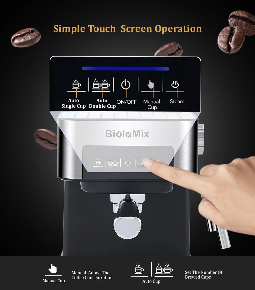 Biolomix – Machine à Café Expresso de type italien, 20 bars, avec mousseur à lait, pour expresso, Cappuccino, Latte et moka - Cuisine élégante