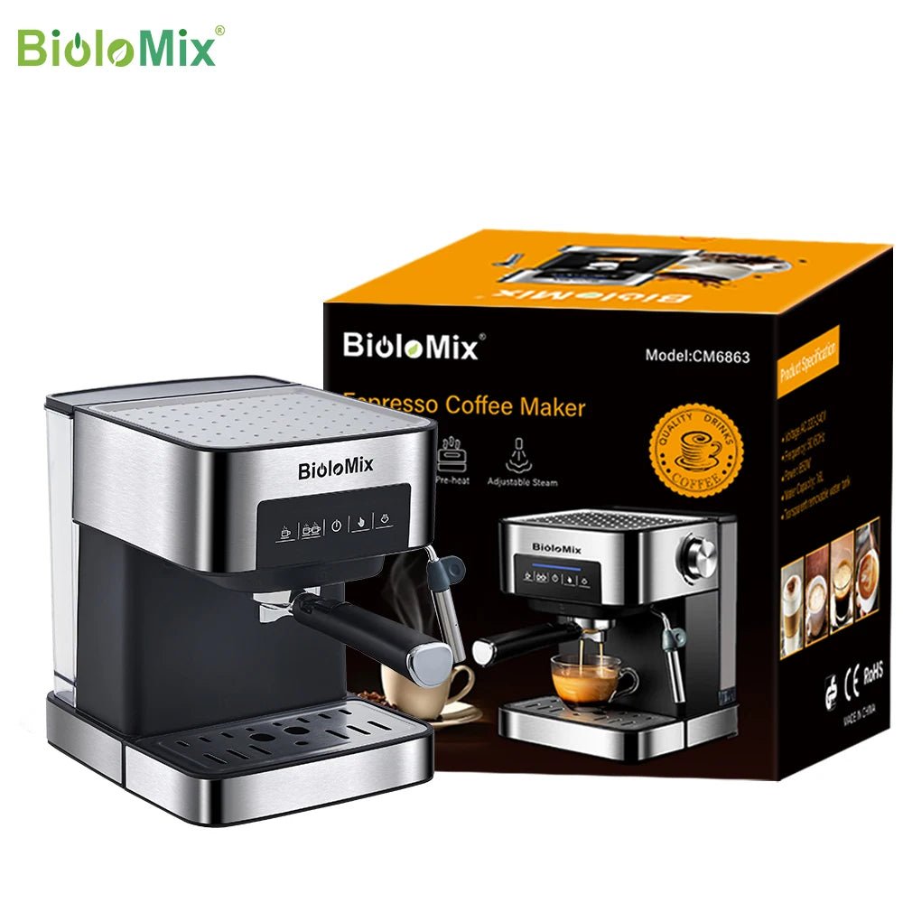 Biolomix – Machine à Café Expresso de type italien, 20 bars, avec mousseur à lait, pour expresso, Cappuccino, Latte et moka - Cuisine élégante