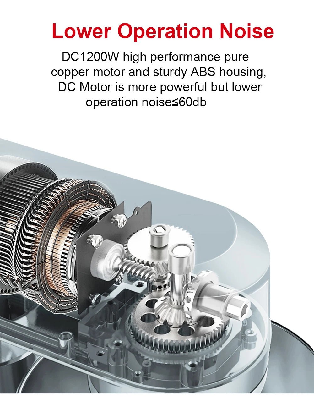 BioloMix Mélangeur sur socle de cuisine, mélangeur, moteur silencieux, fouet à œufs crème, pétrin de pâte fouet, 6 vitesses, 1200 W, 6 L, DC - Cuisine élégante