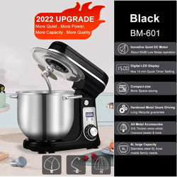 BioloMix Mélangeur sur socle de cuisine, mélangeur, moteur silencieux, fouet à œufs crème, pétrin de pâte fouet, 6 vitesses, 1200 W, 6 L, DC - Cuisine élégante
