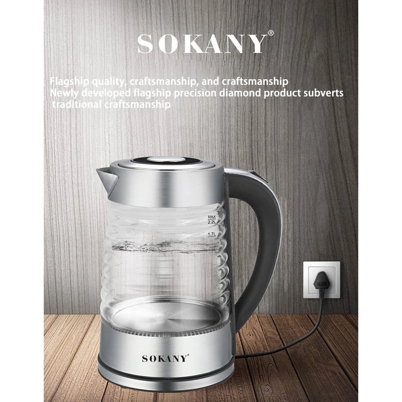 Bouilloire électrique portable en acier inoxydable, théière à café en verre intelligent, bouilloire à eau bouillante, port de cuisine, 220V, fecL - Cuisine élégante
