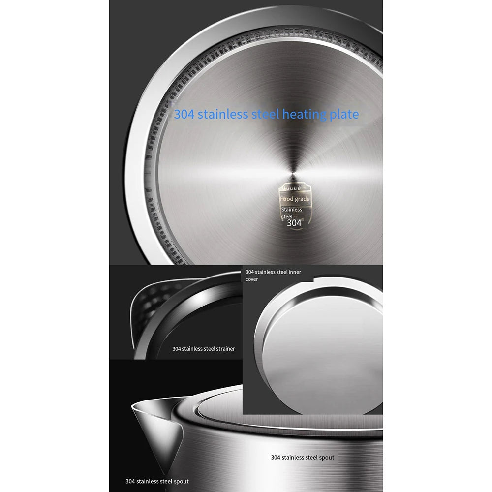 Bouilloire électrique portable en acier inoxydable, théière à café en verre intelligent, bouilloire à eau bouillante, port de cuisine, 220V, fecL - Cuisine élégante