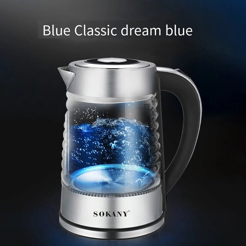 Bouilloire électrique portable en acier inoxydable, théière à café en verre intelligent, bouilloire à eau bouillante, port de cuisine, 220V, fecL - Cuisine élégante