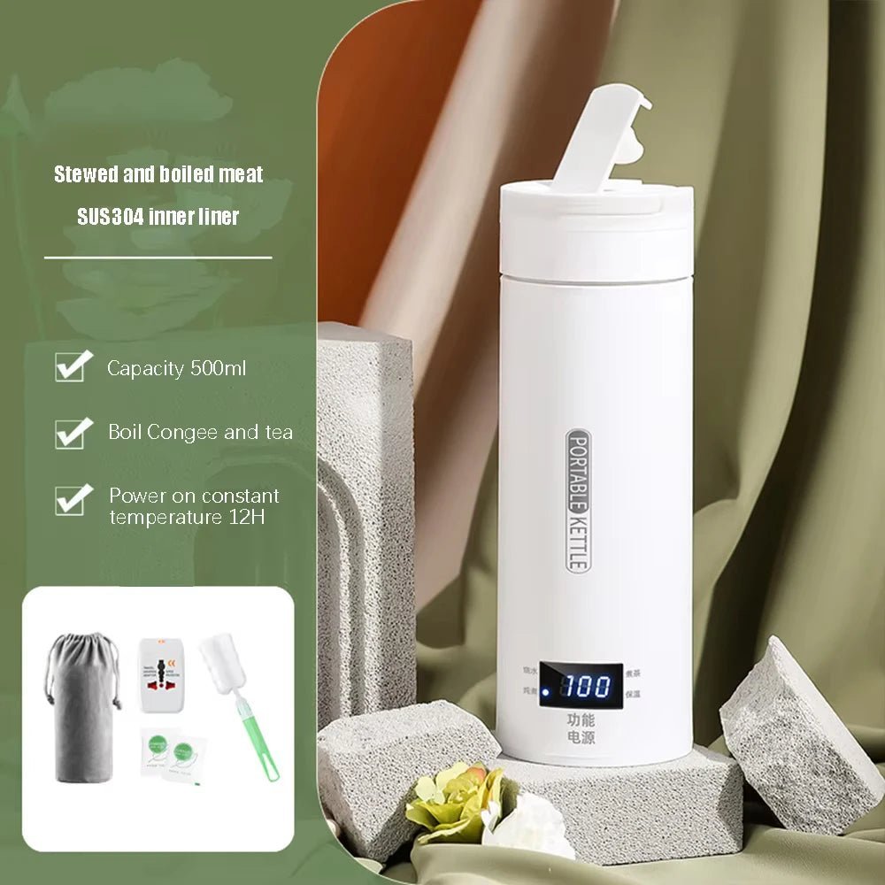 Bouilloires électriques portables, bouilloire à thé et à café, bouteille thermo - anti - brûlure, mini appareil de voyage, eau bouillante, conserve au chaud, 450ml - Cuisine élégante