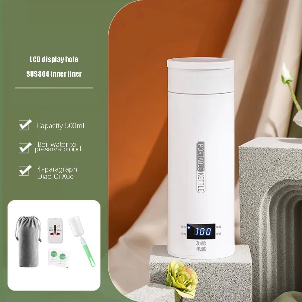 Bouilloires électriques portables, bouilloire à thé et à café, bouteille thermo - anti - brûlure, mini appareil de voyage, eau bouillante, conserve au chaud, 450ml - Cuisine élégante