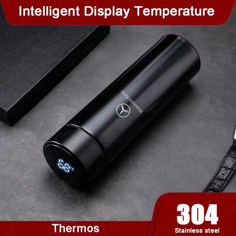 Bouteille d'eau intelligente de 500ml, flacons Thermos en acier inoxydable, tasse à café, tasse à lait pour Mercedes benz W203 W204 W205 W209 W210 W211 W212 - Cuisine élégante