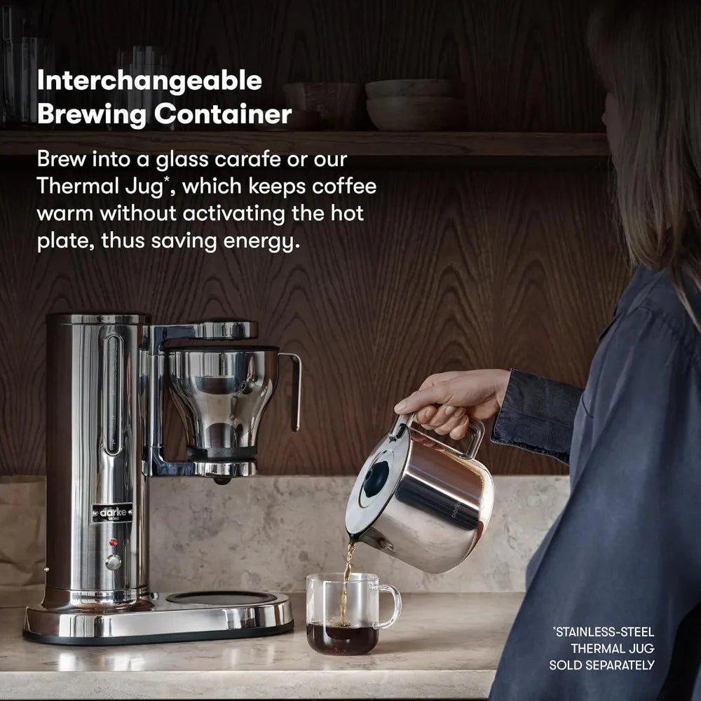 Cafetière - Cafetière électrique avec filtre anti - goutte, acier inoxydable, carafe en verre, plaque chauffante intelligente - Cuisine élégante