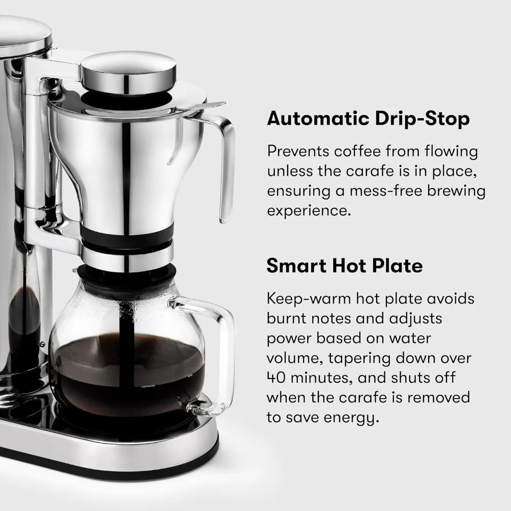 Cafetière - Cafetière électrique avec filtre anti - goutte, acier inoxydable, carafe en verre, plaque chauffante intelligente - Cuisine élégante