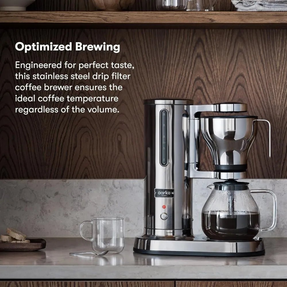 Cafetière - Cafetière électrique avec filtre anti - goutte, acier inoxydable, carafe en verre, plaque chauffante intelligente - Cuisine élégante