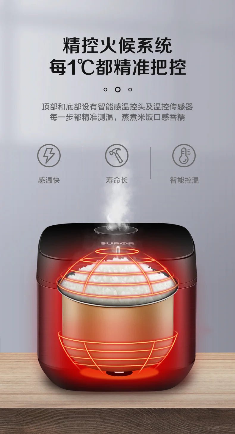 Cuiseur à riz intelligent de grande capacité, cuiseur à vapeur multifonctionnel, cuiseur à gâteau intelligent, appareils ménagers pour la cuisine, 5L - Cuisine élégante