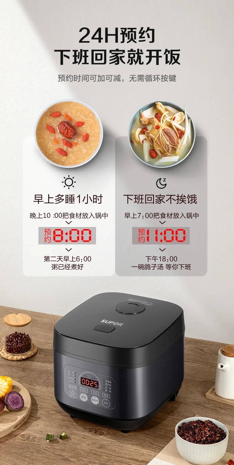 Cuiseur à riz intelligent de grande capacité, cuiseur à vapeur multifonctionnel, cuiseur à gâteau intelligent, appareils ménagers pour la cuisine, 5L - Cuisine élégante