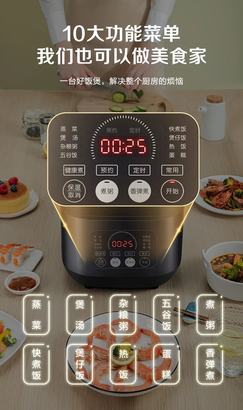 Cuiseur à riz intelligent de grande capacité, cuiseur à vapeur multifonctionnel, cuiseur à gâteau intelligent, appareils ménagers pour la cuisine, 5L - Cuisine élégante