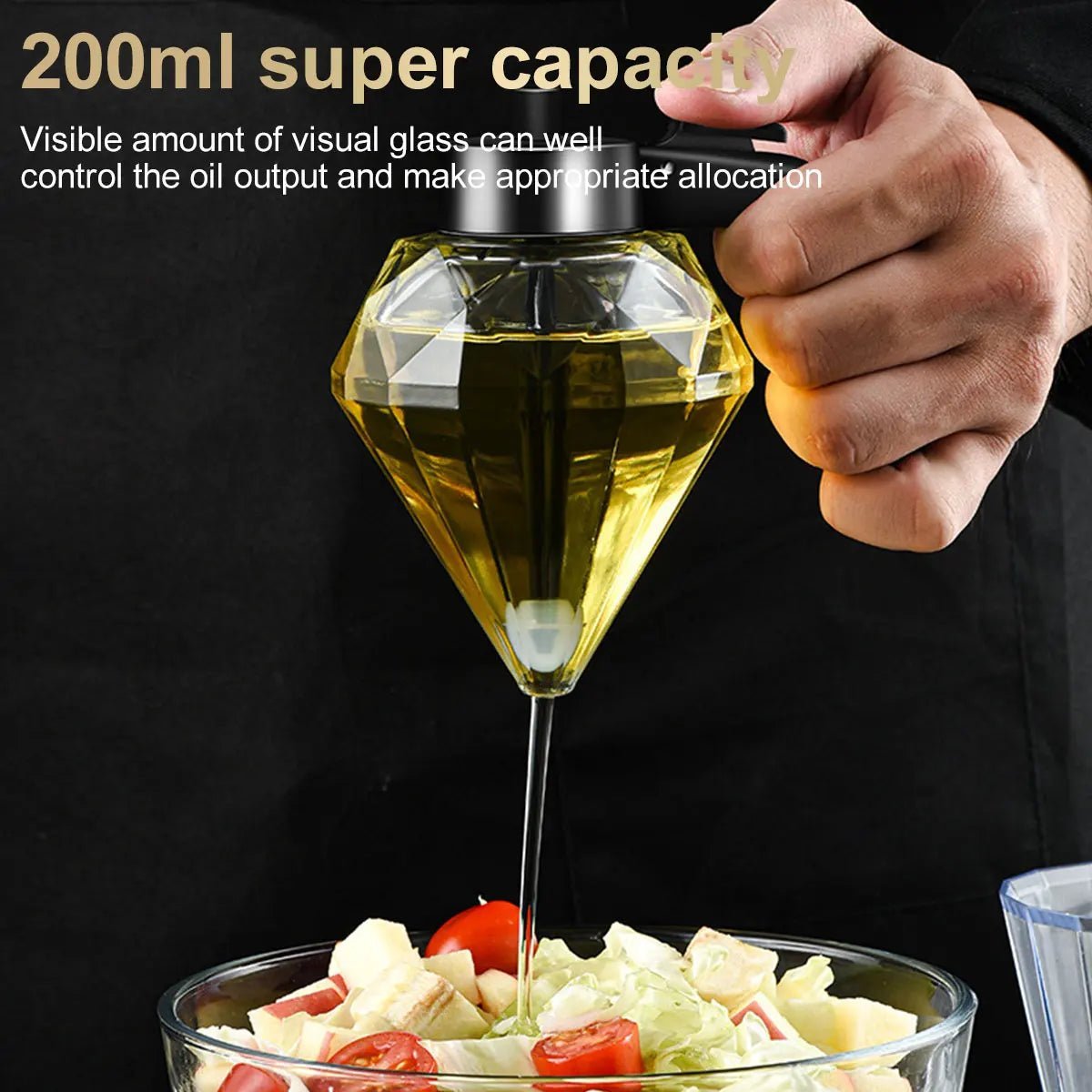 Diamond Shaped Glass Honey Dispenser with Stand 200ml Large Capacity Oil Dispenser Multifunctional Oil Bottle Vinegar and Sauce - Cuisine élégante