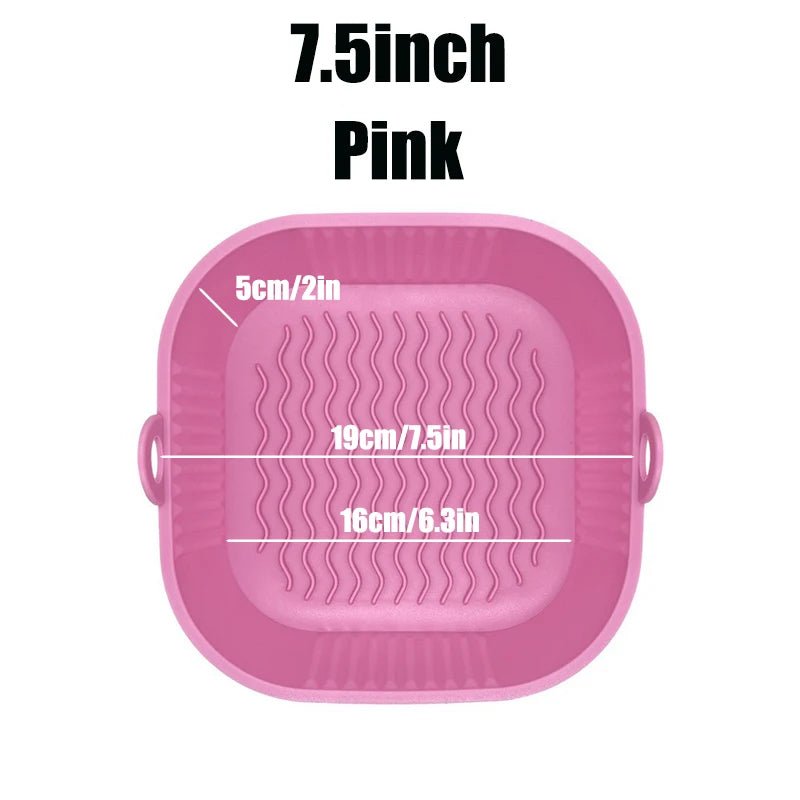 Doublures de friteuse à air en silicone, pot optique réutilisable, carré, rond, rectangle, moule de cuisson au four, panier, outil de poêle - Cuisine élégante