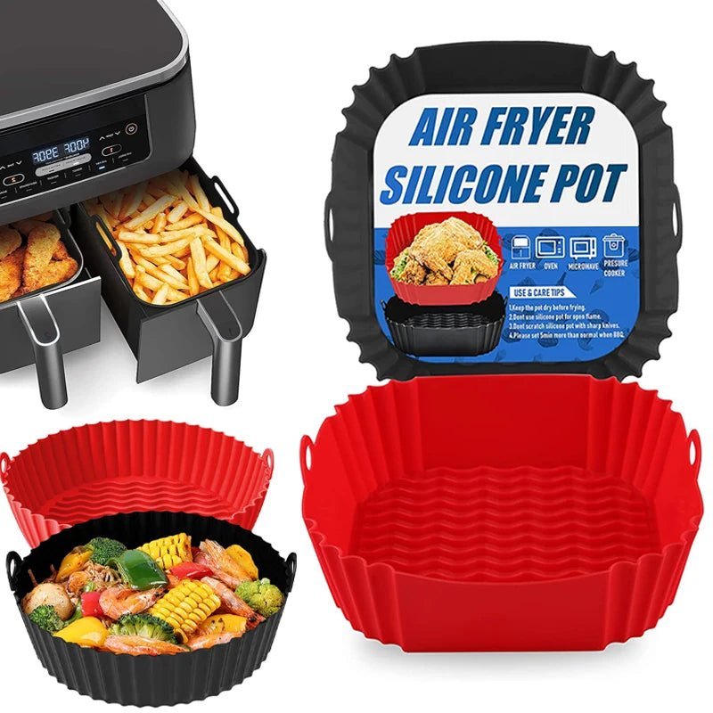 Doublures de friteuse à air en silicone, pot optique réutilisable, carré, rond, rectangle, moule de cuisson au four, panier, outil de poêle - Cuisine élégante