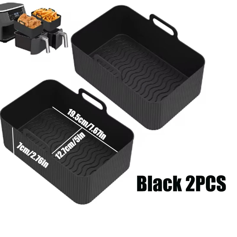 Doublures de friteuse à air en silicone, pot optique réutilisable, carré, rond, rectangle, moule de cuisson au four, panier, outil de poêle - Cuisine élégante