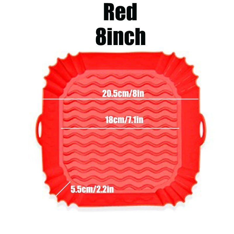 Doublures de friteuse à air en silicone, pot optique réutilisable, carré, rond, rectangle, moule de cuisson au four, panier, outil de poêle - Cuisine élégante