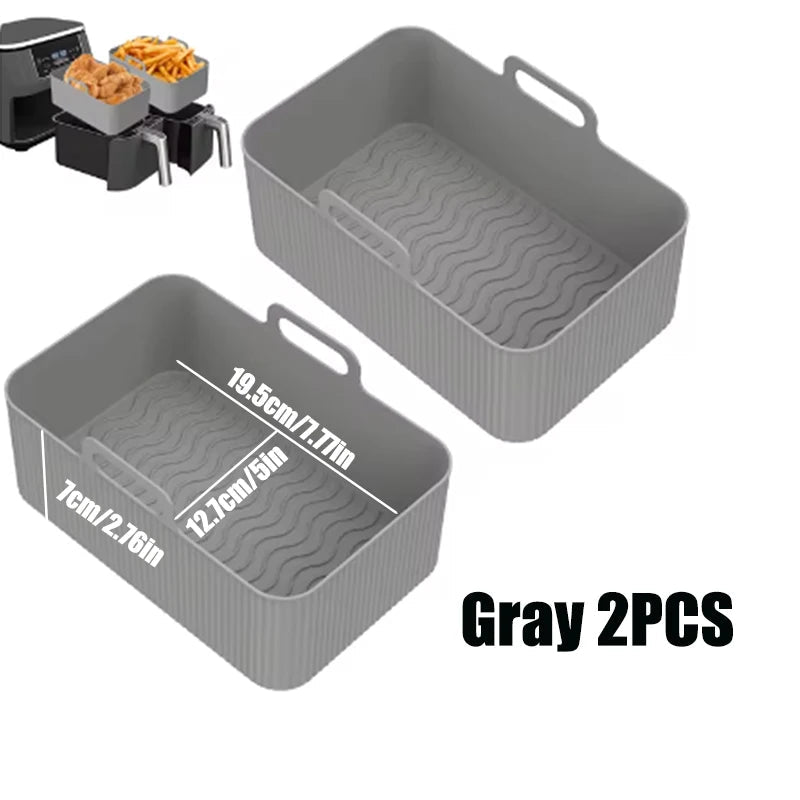 Doublures de friteuse à air en silicone, pot optique réutilisable, carré, rond, rectangle, moule de cuisson au four, panier, outil de poêle - Cuisine élégante