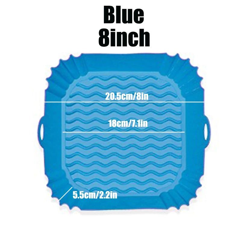 Doublures de friteuse à air en silicone, pot optique réutilisable, carré, rond, rectangle, moule de cuisson au four, panier, outil de poêle - Cuisine élégante