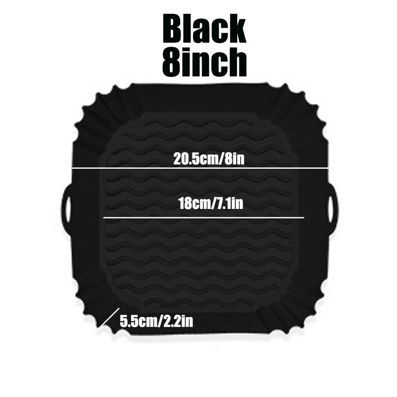 Doublures de friteuse à air en silicone, pot optique réutilisable, carré, rond, rectangle, moule de cuisson au four, panier, outil de poêle - Cuisine élégante