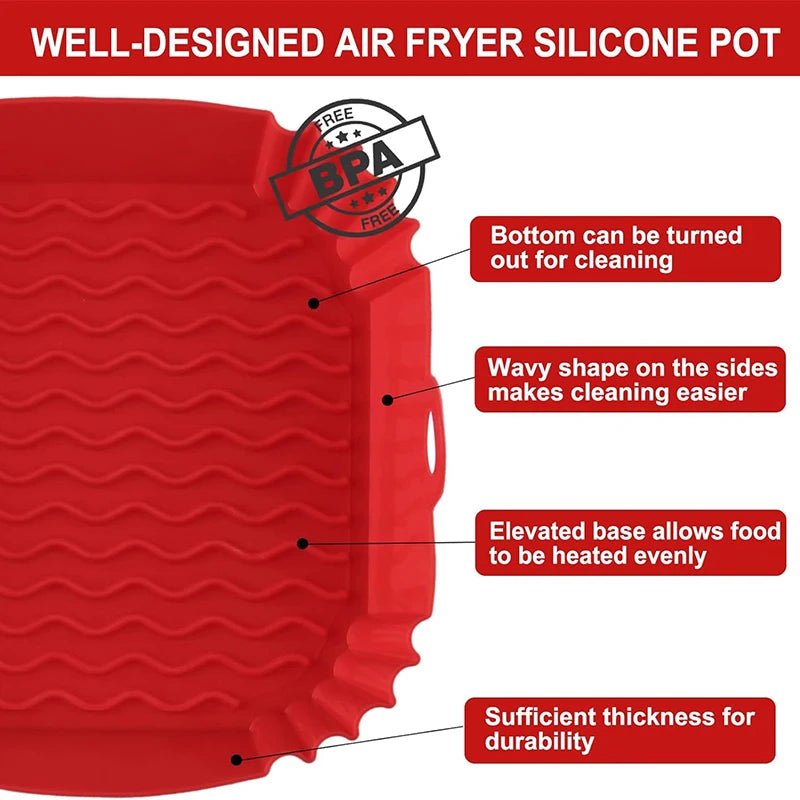 Doublures de friteuse à air en silicone, pot optique réutilisable, carré, rond, rectangle, moule de cuisson au four, panier, outil de poêle - Cuisine élégante