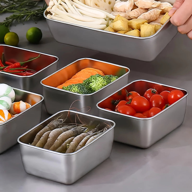 Ensemble de conteneurs de stockage des aliments en acier inoxydable, 6 pièces, avec couvercles, étanches, empilables et réutilisables pour le Camping, les pique-niques et l'école - Cuisine élégante