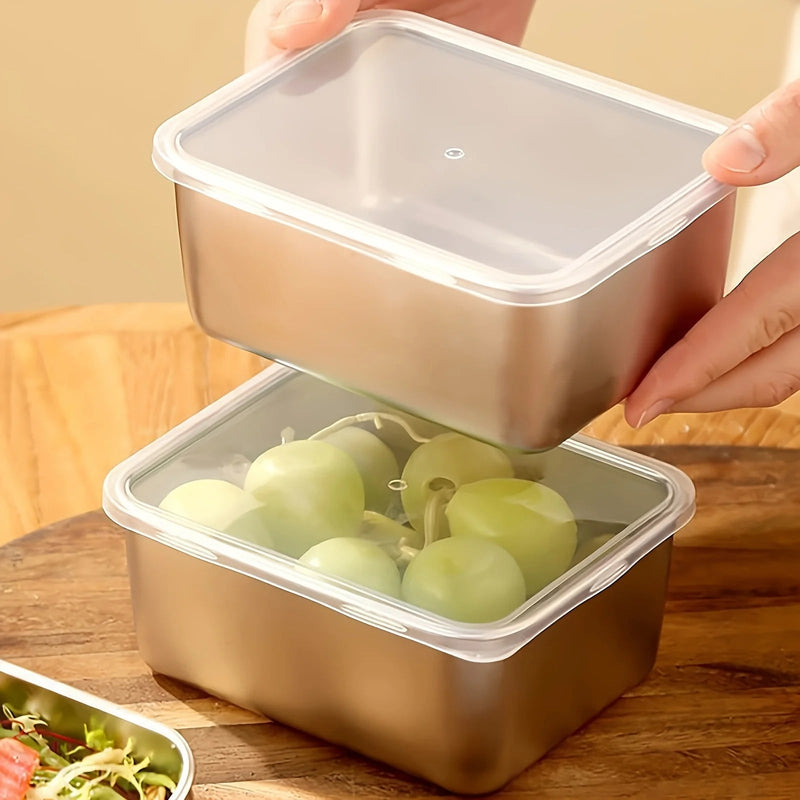 Ensemble de conteneurs de stockage des aliments en acier inoxydable, 6 pièces, avec couvercles, étanches, empilables et réutilisables pour le Camping, les pique-niques et l'école - Cuisine élégante