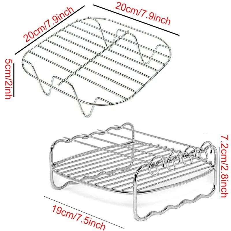 Ensemble de paniers carrés en silicone pour friteuse à air, grilles à brochettes, moules à gâteaux et accessoires Cosori - Cuisine élégante