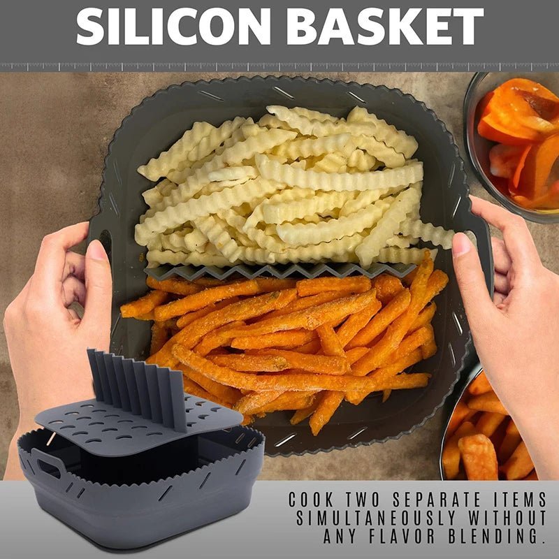 Ensemble de paniers carrés en silicone pour friteuse à air, grilles à brochettes, moules à gâteaux et accessoires Cosori - Cuisine élégante