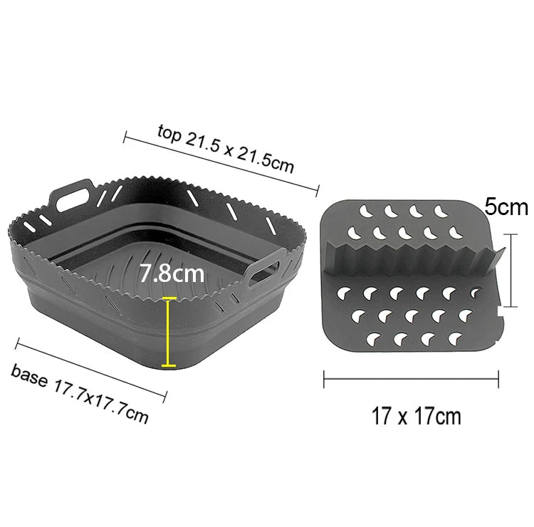 Ensemble de paniers carrés en silicone pour friteuse à air, grilles à brochettes, moules à gâteaux et accessoires Cosori - Cuisine élégante