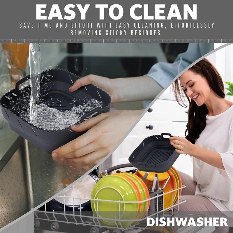 Ensemble de paniers carrés en silicone pour friteuse à air, grilles à brochettes, moules à gâteaux et accessoires Cosori - Cuisine élégante