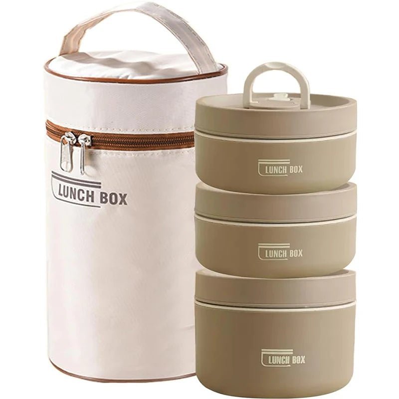 Ensemble de récipients à déjeuner isolés portables avec boîte à déjeuner thermique 3 récipients à déjeuner empilables séparés pour enfants adultes - Cuisine élégante